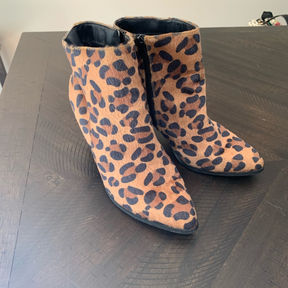 High heel animal print booties